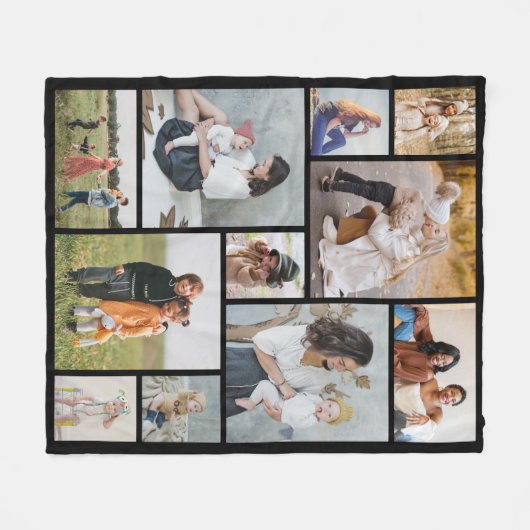 Creëer Uw eigen 11-fotocollage Fleece Deken (Voorkant (Horizontaal))