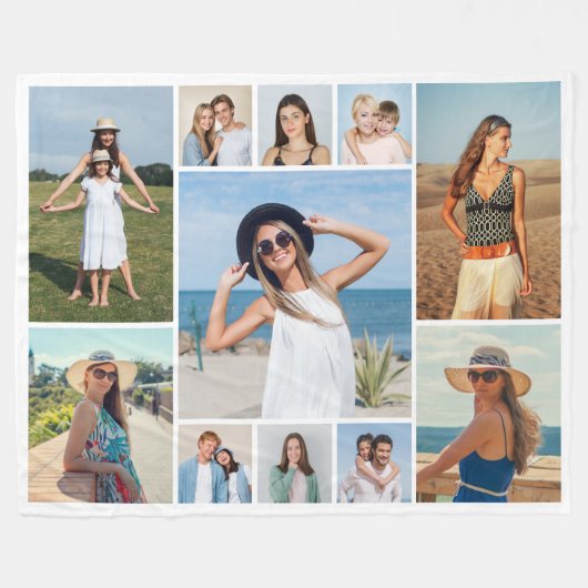 Creëer Uw eigen 11-fotocollage Fleece Deken (Voorkant (Horizontaal))