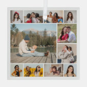 Creëer Uw eigen 11-fotocollage Glas Ornament (Achterkant)