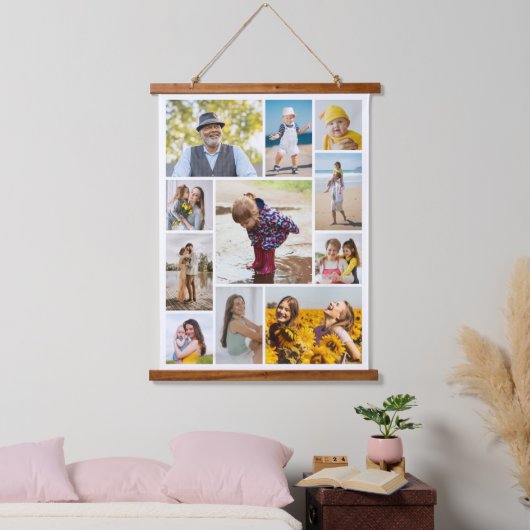Creëer Uw eigen 11-fotocollage Hangend Wandkleed (Slaapkamer)