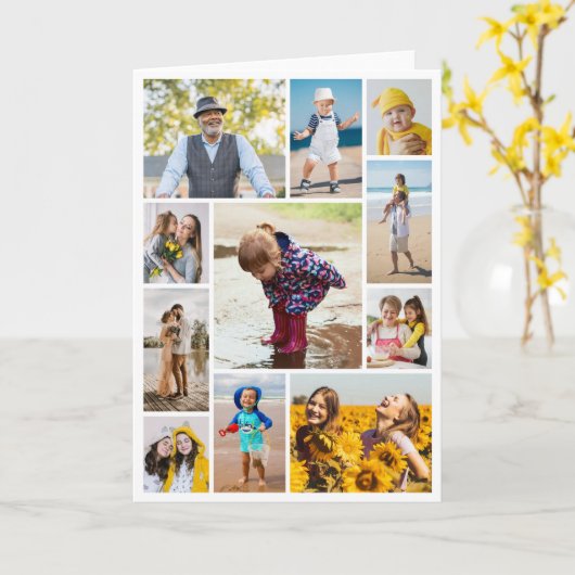 Creëer Uw eigen 11-fotocollage Kaart (Gele Bloem)