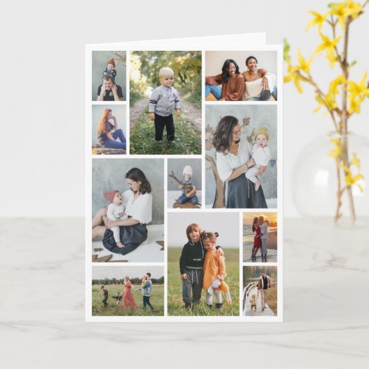Creëer Uw eigen 11-fotocollage Kaart (Gele Bloem)