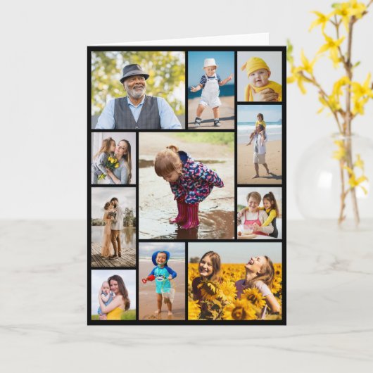 Creëer Uw eigen 11-fotocollage Kaart (Gele Bloem)