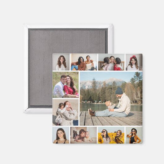 Creëer Uw eigen 11-fotocollage Magneet (Voorkant / Achterkant)