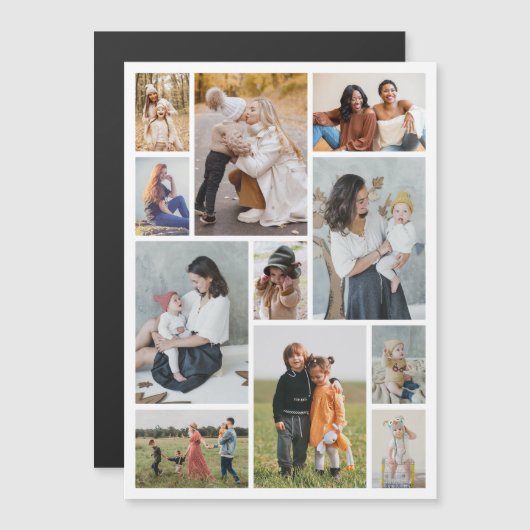 Creëer Uw eigen 11-fotocollage-magneetkaart (Voorkant / Achterkant)