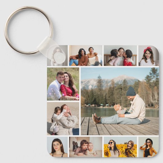 Creëer Uw eigen 11-fotocollage Sleutelhanger (Voorkant)
