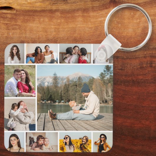 Creëer Uw eigen 11-fotocollage Sleutelhanger (Achterkant)