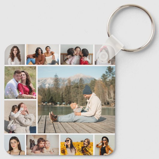 Creëer Uw eigen 11-fotocollage Sleutelhanger (Achterkant)