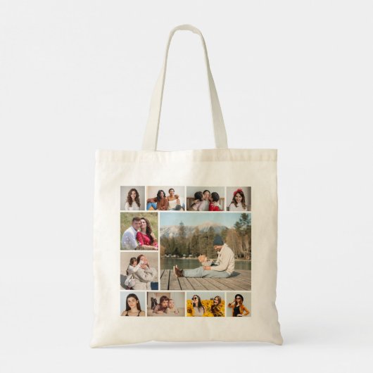 Creëer Uw eigen 11-fotocollage Tote Bag (Achterkant)