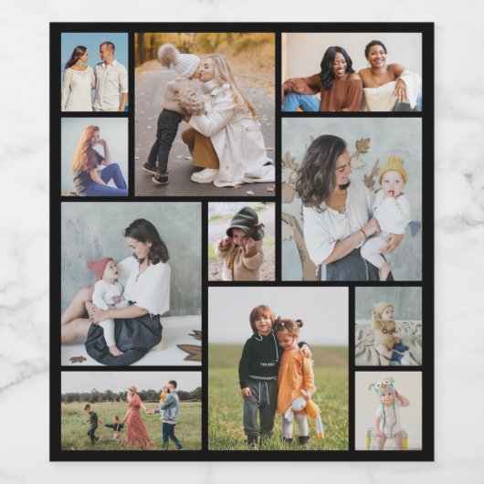 Creëer Uw eigen 11-fotocollage Wijn Etiket (Enkel label)