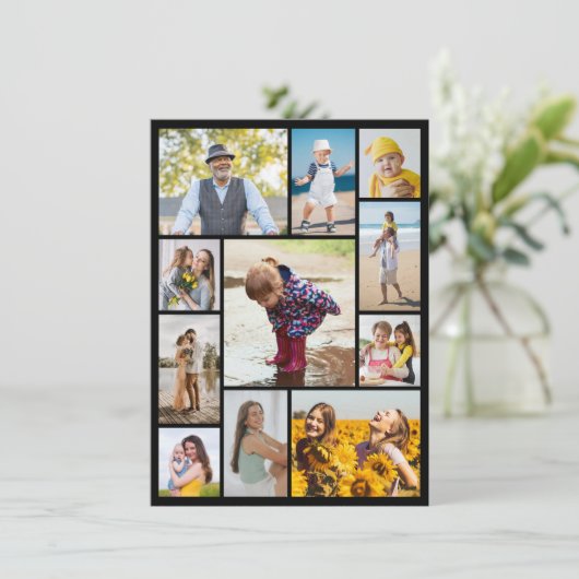 Creëer Uw eigen 11 Fotocollageflat Kaart (Staand voorkant)