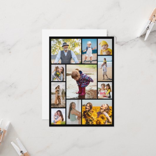 Creëer Uw eigen 11 Fotocollageflat Kaart (Voorkant / Achterkant in situ)