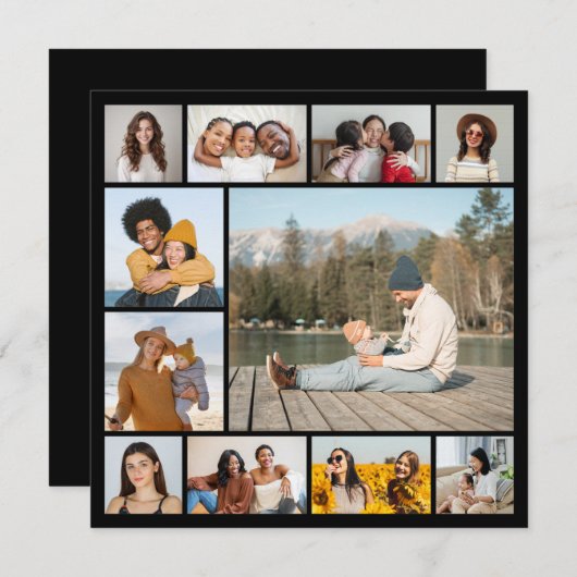 Creëer Uw eigen 11 Photo Collage Flat Card (Voorkant / Achterkant)