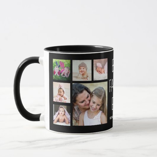 Creëer Uw eigen 12 foto Beste familie ooit Zwart Mok (Links)