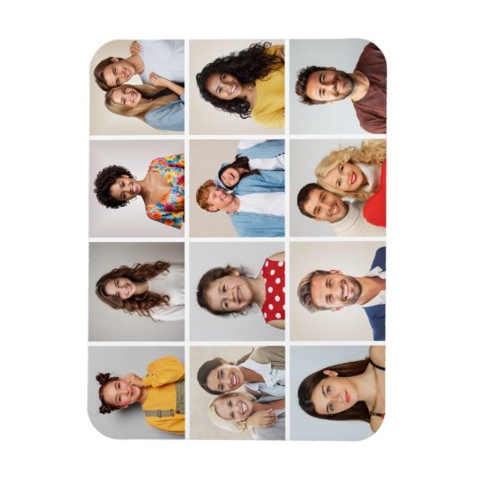 Creëer uw eigen 12 foto collage magneet (Verticaal)