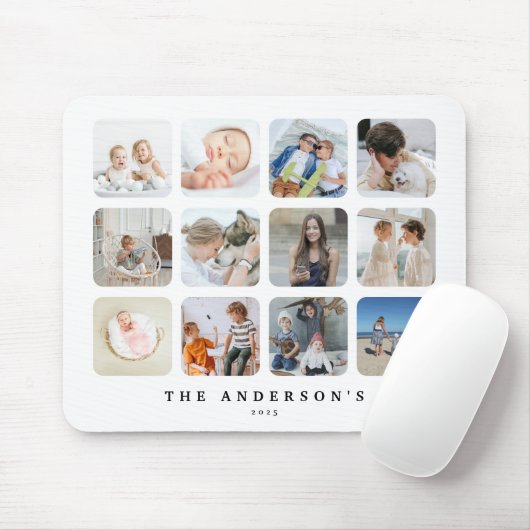 Creëer uw eigen 12 foto collage modern muismat (Met muis)