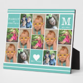 Creëer Uw eigen 12 foto-inkuilmonogram Blauwgroen Fotoplaat (Zijkant)