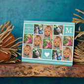 Creëer Uw eigen 12 foto-inkuilmonogram Blauwgroen Fotoplaat (Zijkant)