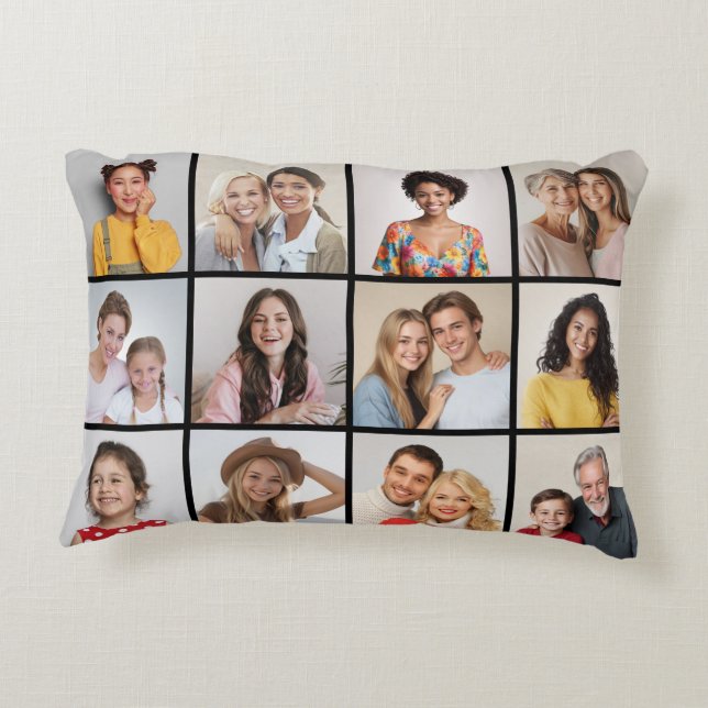 Creëer Uw eigen 12 fotocollage Accent Kussen (Achterkant)