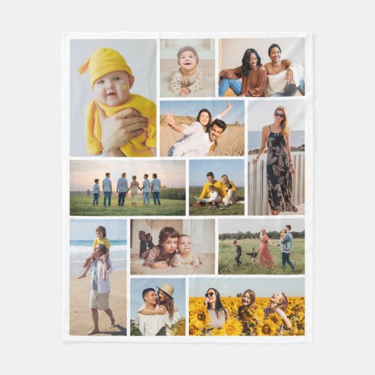 Creëer Uw eigen 12 fotocollage Fleece Deken (Voorkant)