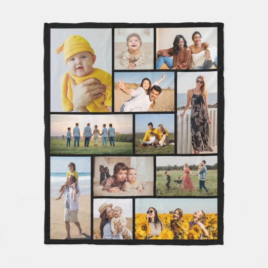 Creëer Uw eigen 12 fotocollage Fleece Deken (Voorkant)