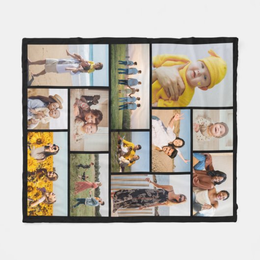 Creëer Uw eigen 12 fotocollage Fleece Deken (Voorkant (Horizontaal))