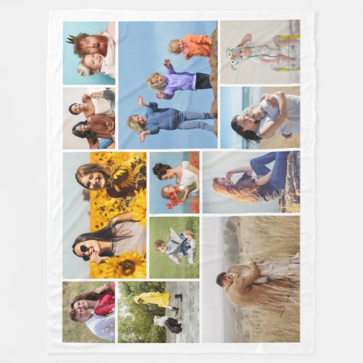Creëer Uw eigen 12 fotocollage Fleece Deken (Voorkant)
