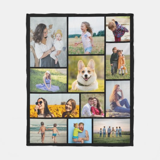 Creëer Uw eigen 12 fotocollage Fleece Deken (Voorkant)