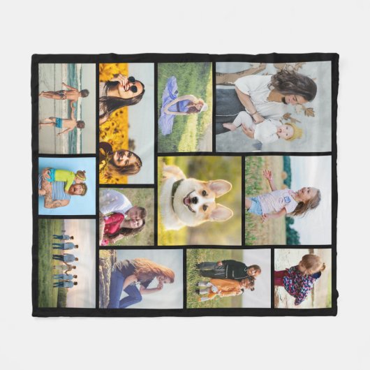 Creëer Uw eigen 12 fotocollage Fleece Deken (Voorkant (Horizontaal))