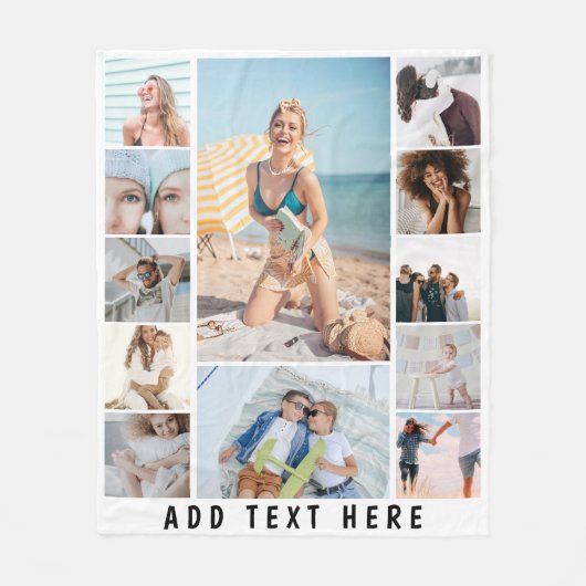 Creëer Uw eigen 12 fotocollage Fleece Deken (Voorkant)