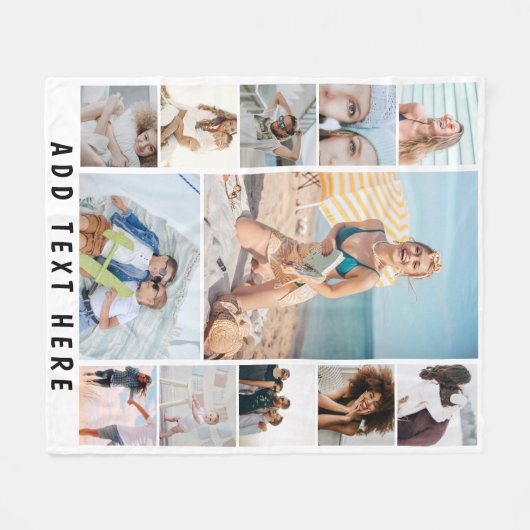 Creëer Uw eigen 12 fotocollage Fleece Deken (Voorkant (Horizontaal))