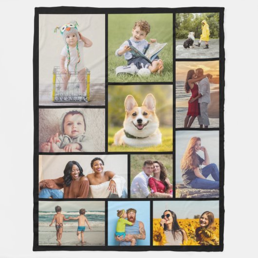 Creëer Uw eigen 12 fotocollage Fleece Deken (Voorkant)