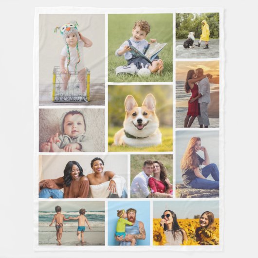 Creëer Uw eigen 12 fotocollage Fleece Deken (Voorkant)