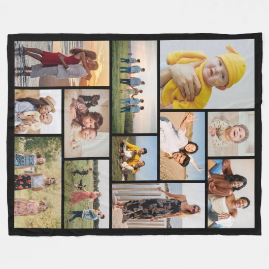 Creëer Uw eigen 12 fotocollage Fleece Deken (Voorkant (Horizontaal))