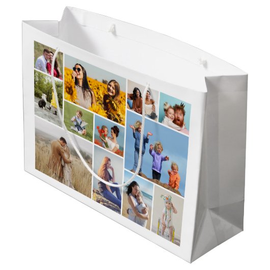 Creëer Uw eigen 12 fotocollage Groot Cadeauzakje (Achterkant Gekanteld)