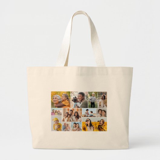 Creëer Uw eigen 12 fotocollage Grote Tote Bag (Voorkant)