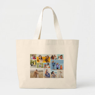 Creëer Uw eigen 12 fotocollage Grote Tote Bag