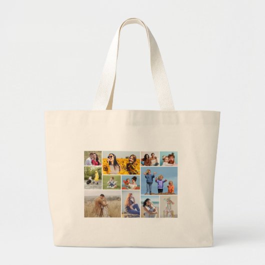 Creëer Uw eigen 12 fotocollage Grote Tote Bag (Voorkant)