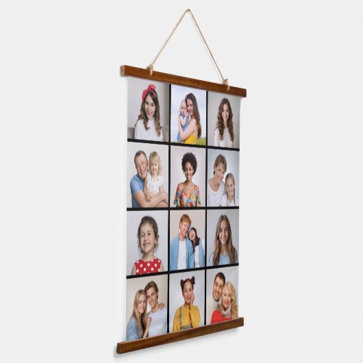 Creëer Uw eigen 12 fotocollage Hangend Wandkleed (Gebogen)