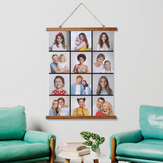 Creëer Uw eigen 12 fotocollage Hangend Wandkleed (Woonkamer)