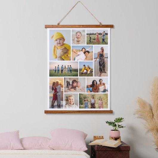 Creëer Uw eigen 12 fotocollage Hangend Wandkleed (Slaapkamer)