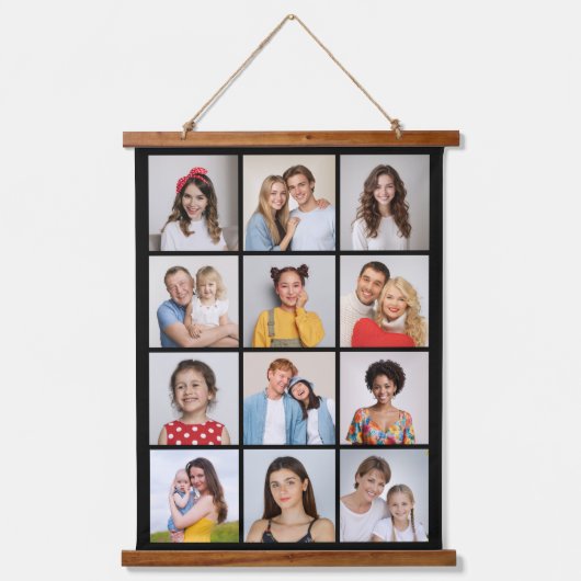Creëer Uw eigen 12 fotocollage Hangend Wandkleed (Voorkant)
