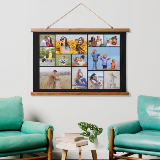 Creëer Uw eigen 12 fotocollage Hangend Wandkleed (Woonkamer)