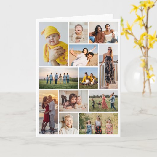 Creëer Uw eigen 12 fotocollage Kaart (Gele Bloem)