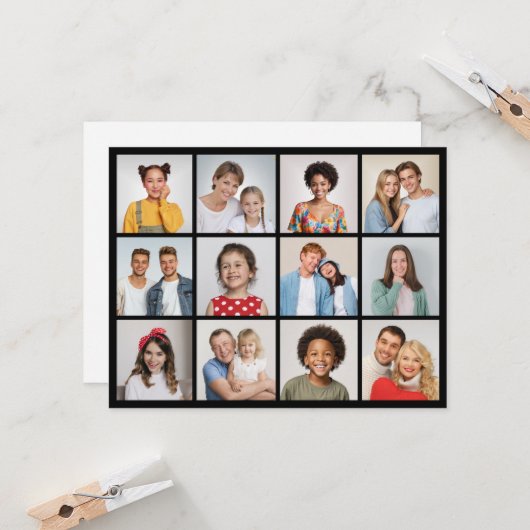 Creëer Uw eigen 12 fotocollage Kaart (Voorkant / Achterkant in situ)