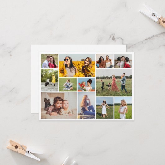 Creëer Uw eigen 12 fotocollage Kaart (Voorkant / Achterkant in situ)