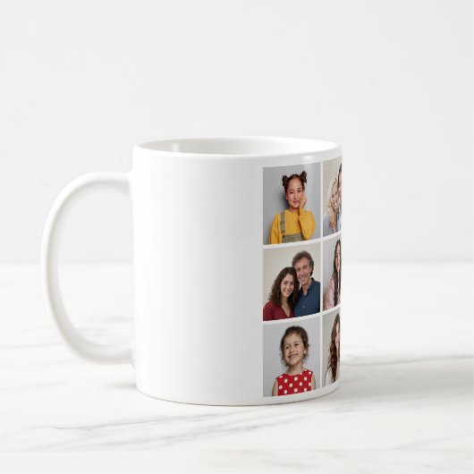 Creëer Uw eigen 12 fotocollage Koffiemok (Links)