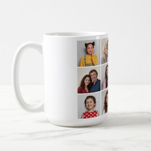 Creëer Uw eigen 12 fotocollage Koffiemok (Links)