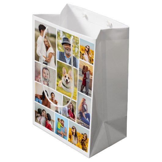Creëer Uw eigen 12 fotocollage Medium Cadeauzakje (Achterkant Gekanteld)
