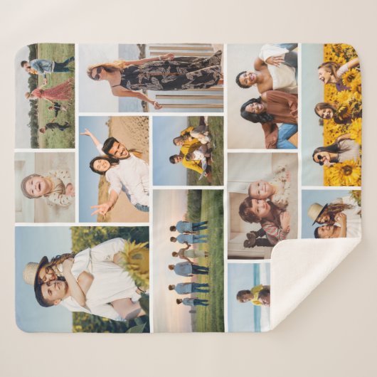 Creëer Uw eigen 12 fotocollage Sherpa Deken (Voorkant (horizontaal))